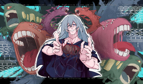 1 character, rendered, bust/halfbody, complex background