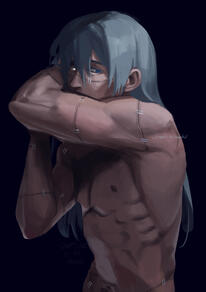 1 character, bust/halfbody, rendered. Photo reference was used.